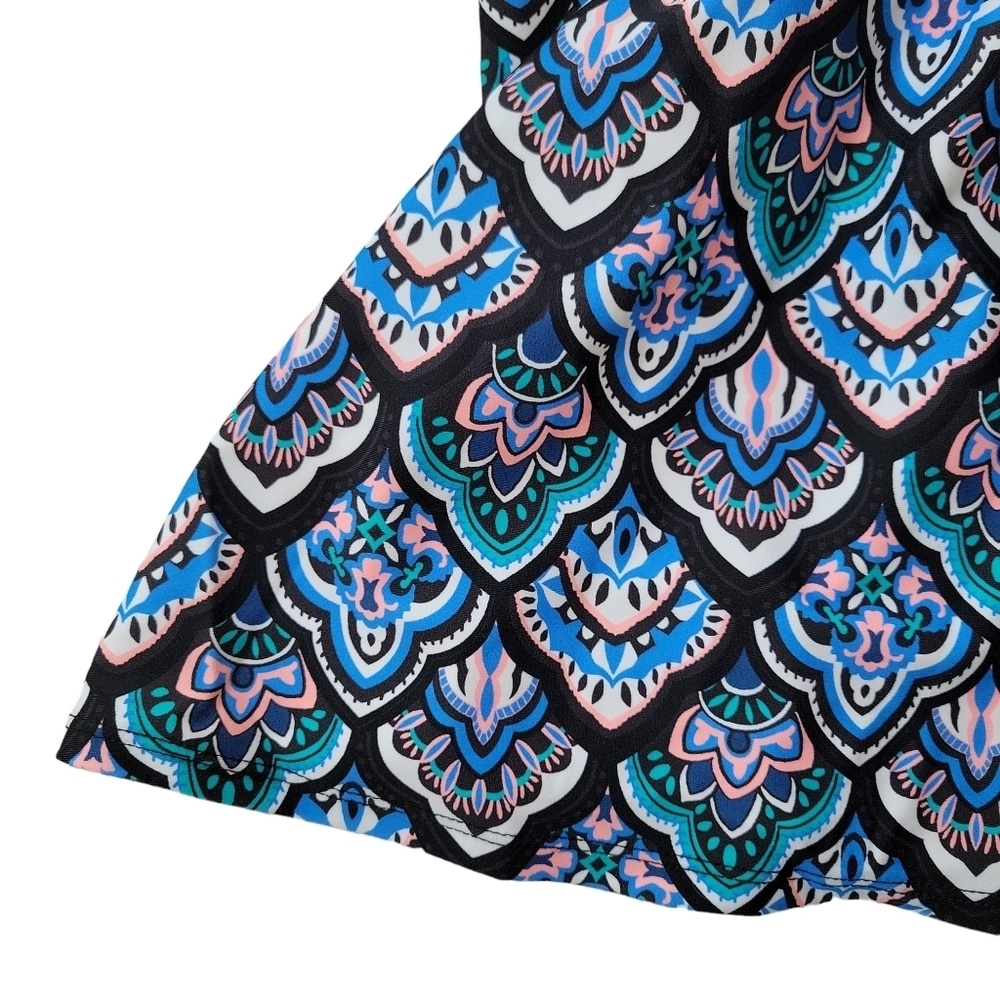 Island Escape NWT Flowy Scorpio Blue Multicolor Print Tankini Women's Size 8 - Picture 11 of 15